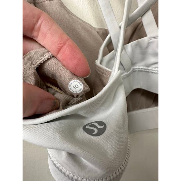 Sz 10 Lululemon Energy Sports Bra White Strappy Athleisure Activewear Yoga Gym - Picture 5 of 5